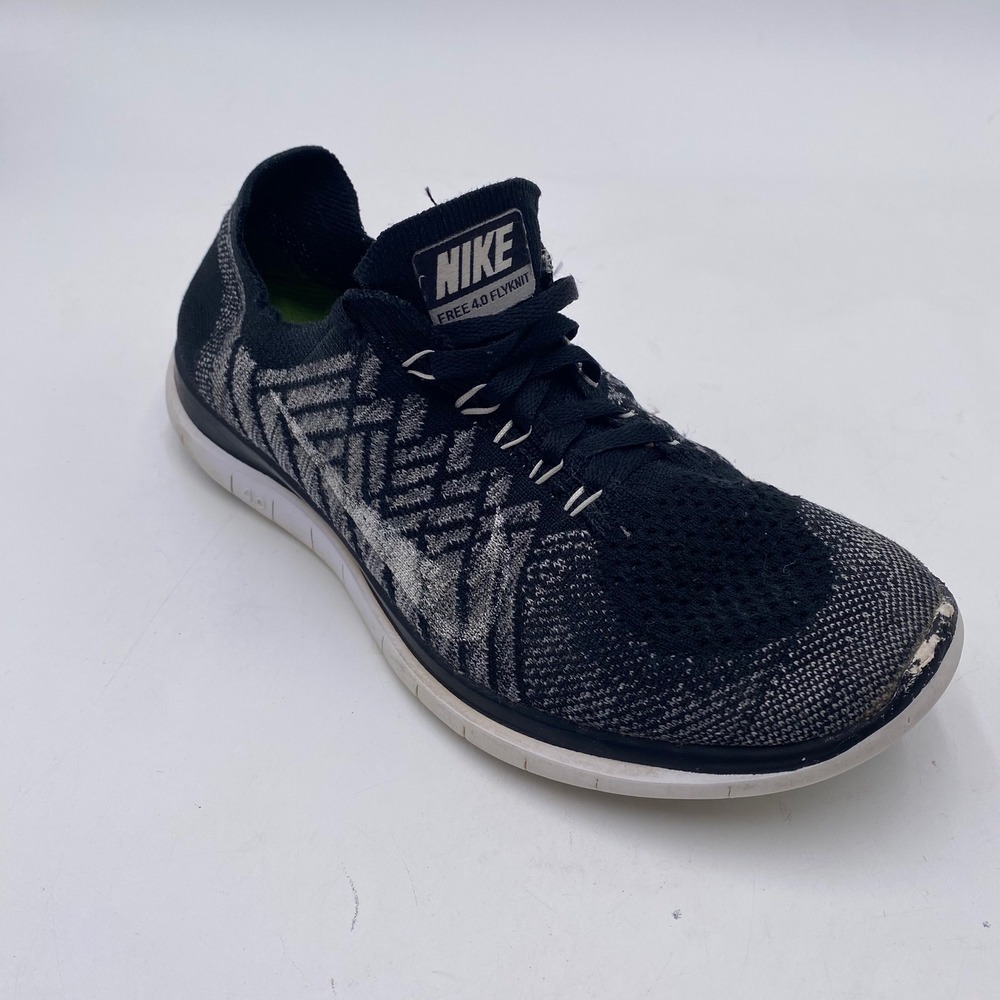 Nike Free 4.0 Flyknit Running Shoes Womens 7.5 Black Grey Knit 631050-001